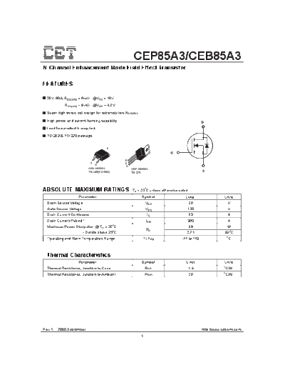 CET cep85a3 ceb85a3  . Electronic Components Datasheets Active components Transistors CET cep85a3_ceb85a3.pdf