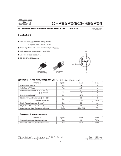 CET cep95p04 ceb95p04  . Electronic Components Datasheets Active components Transistors CET cep95p04_ceb95p04.pdf