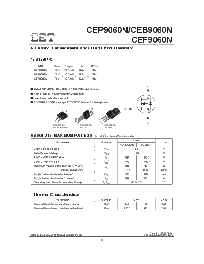 CET cep9060n ceb9060n cef9060n  . Electronic Components Datasheets Active components Transistors CET cep9060n_ceb9060n_cef9060n.pdf