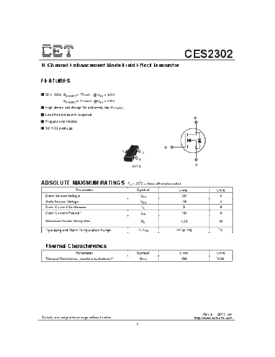 CET ces2302  . Electronic Components Datasheets Active components Transistors CET ces2302.pdf