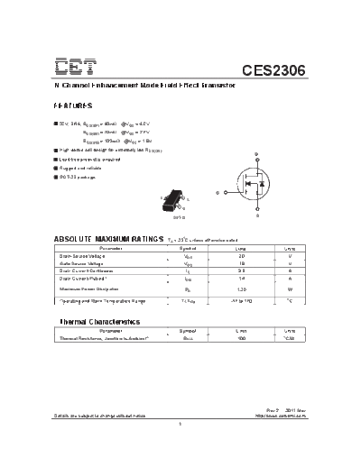 CET ces2306  . Electronic Components Datasheets Active components Transistors CET ces2306.pdf