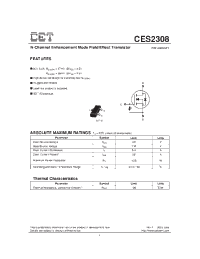 CET ces2308(esd)  . Electronic Components Datasheets Active components Transistors CET ces2308(esd).pdf