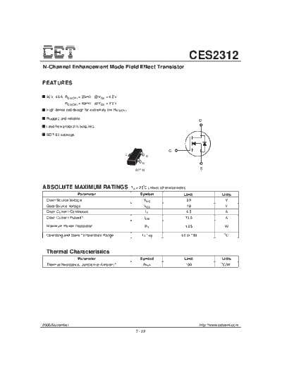 CET ces2312  . Electronic Components Datasheets Active components Transistors CET ces2312.pdf