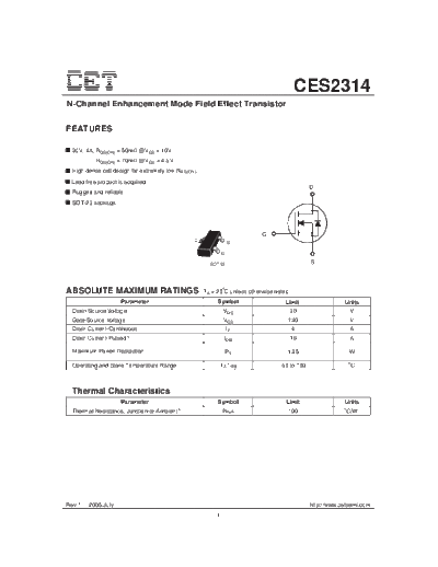 CET ces2314  . Electronic Components Datasheets Active components Transistors CET ces2314.pdf