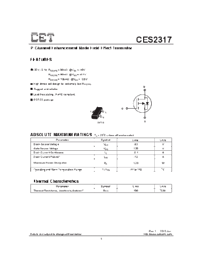 CET ces2317  . Electronic Components Datasheets Active components Transistors CET ces2317.pdf