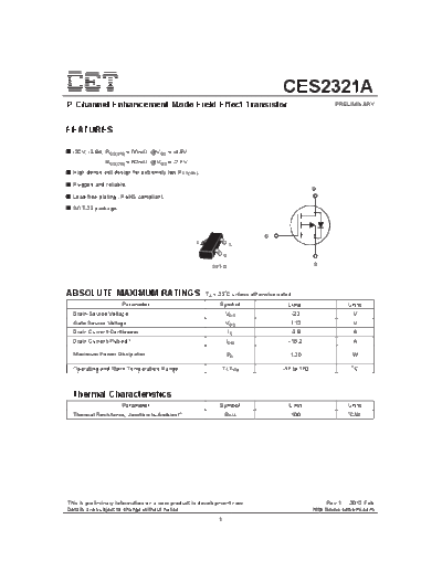 CET ces2321a  . Electronic Components Datasheets Active components Transistors CET ces2321a.pdf