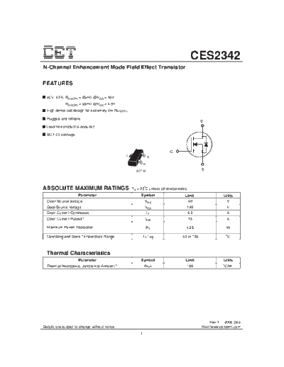 CET ces2342  . Electronic Components Datasheets Active components Transistors CET ces2342.pdf