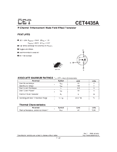 CET cet4435a  . Electronic Components Datasheets Active components Transistors CET cet4435a.pdf