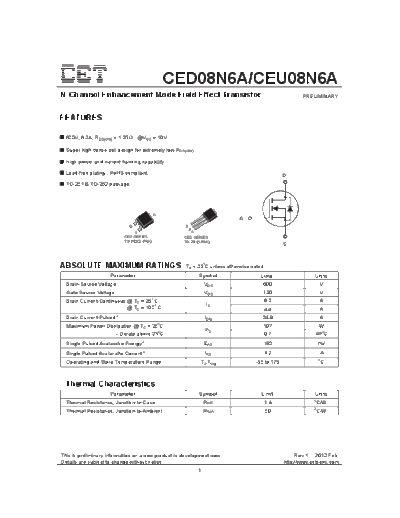 CET ceu08n6a ced08n6a  . Electronic Components Datasheets Active components Transistors CET ceu08n6a_ced08n6a.pdf