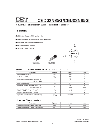 CET ceu02n65g ced02n65g  . Electronic Components Datasheets Active components Transistors CET ceu02n65g_ced02n65g.pdf