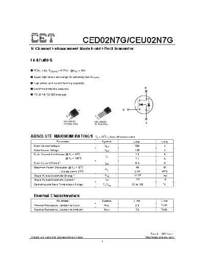 CET ceu02n7g ced02n7g  . Electronic Components Datasheets Active components Transistors CET ceu02n7g_ced02n7g.pdf