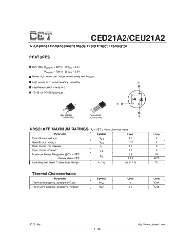 CET ceu21a2 ced21a2  . Electronic Components Datasheets Active components Transistors CET ceu21a2_ced21a2.pdf