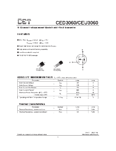 CET ceu3060 ced3060  . Electronic Components Datasheets Active components Transistors CET ceu3060_ced3060.pdf