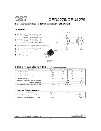 CET ceu4279 ced4279  . Electronic Components Datasheets Active components Transistors CET ceu4279_ced4279.pdf