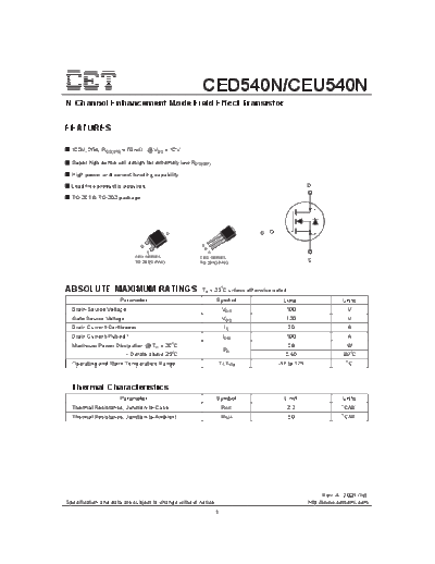 CET ceu540n ced540n  . Electronic Components Datasheets Active components Transistors CET ceu540n_ced540n.pdf