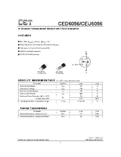 CET ceu6056 ced6056  . Electronic Components Datasheets Active components Transistors CET ceu6056_ced6056.pdf