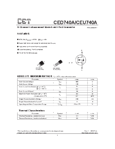 CET ceu740a ced740a  . Electronic Components Datasheets Active components Transistors CET ceu740a_ced740a.pdf