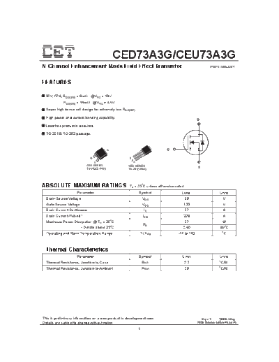 CET ceu73a3g ced73a3g  . Electronic Components Datasheets Active components Transistors CET ceu73a3g_ced73a3g.pdf