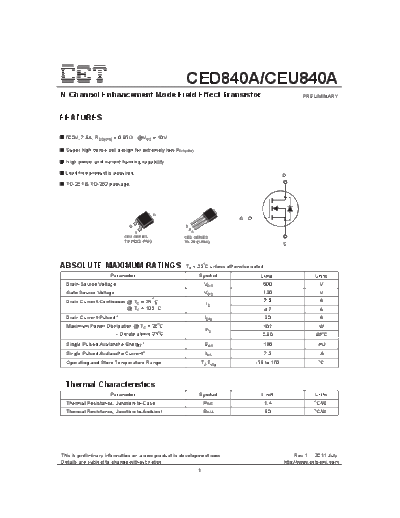 CET ceu840a ced840a  . Electronic Components Datasheets Active components Transistors CET ceu840a_ced840a.pdf