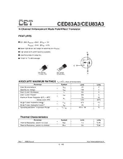 CET ceu83a3 ced83a3  . Electronic Components Datasheets Active components Transistors CET ceu83a3_ced83a3.pdf