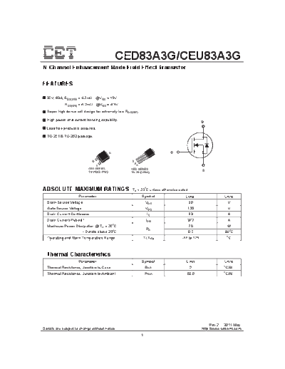 CET ceu83a3g ced83a3g  . Electronic Components Datasheets Active components Transistors CET ceu83a3g_ced83a3g.pdf