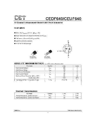 CET ceuf640 cedf640  . Electronic Components Datasheets Active components Transistors CET ceuf640_cedf640.pdf