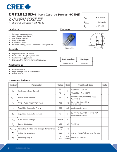 CREE cmf10120d  . Electronic Components Datasheets Active components Transistors CREE cmf10120d.pdf