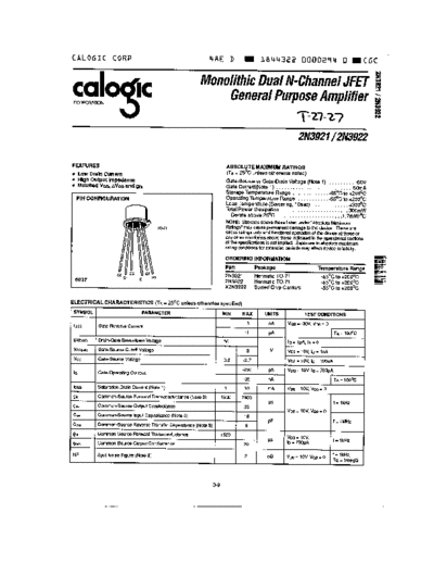 Calogic 2n3921 2n3922  . Electronic Components Datasheets Active components Transistors Calogic 2n3921_2n3922.pdf