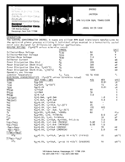 Central 2n2903  . Electronic Components Datasheets Active components Transistors Central 2n2903.pdf