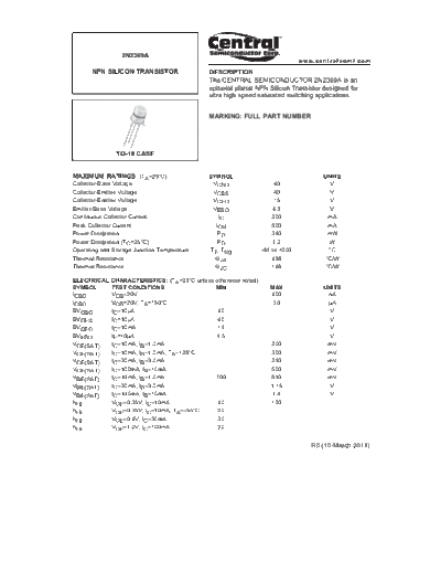 Central 2n2369a  . Electronic Components Datasheets Active components Transistors Central 2n2369a.pdf