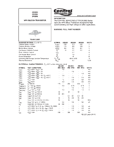 Central 2n3583 2n3584 2n3585  . Electronic Components Datasheets Active components Transistors Central 2n3583_2n3584_2n3585.pdf