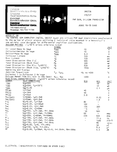 Central 2n3726 2n3727  . Electronic Components Datasheets Active components Transistors Central 2n3726_2n3727.pdf