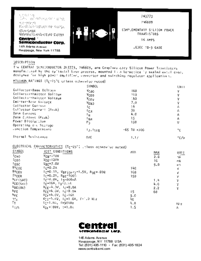 Central 2n3773 2n6609  . Electronic Components Datasheets Active components Transistors Central 2n3773_2n6609.pdf