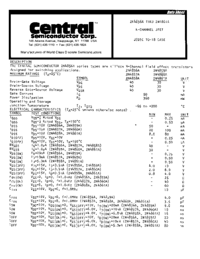 Central 2n4856a 2n4857a 2n4858a 2n4859a 2n4860a 2n4861a  . Electronic Components Datasheets Active components Transistors Central 2n4856a_2n4857a_2n4858a_2n4859a_2n4860a_2n4861a.pdf