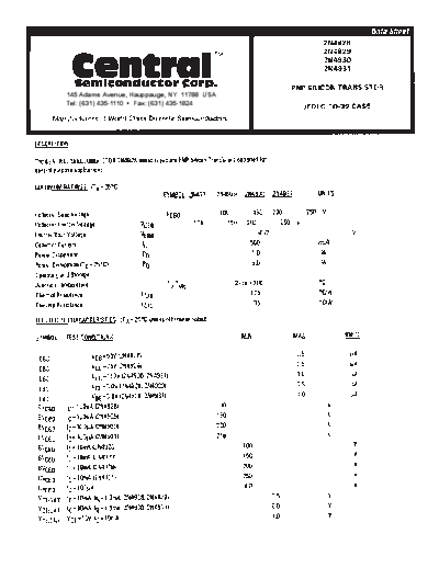 Central 2n4928 2n4929 2n4930 2n4931  . Electronic Components Datasheets Active components Transistors Central 2n4928_2n4929_2n4930_2n4931.pdf