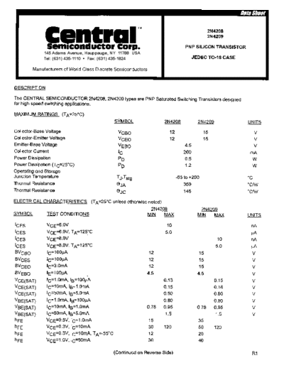 Central 2n4208 2n4209  . Electronic Components Datasheets Active components Transistors Central 2n4208_2n4209.pdf