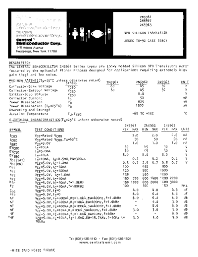 Central 2n5961 2n5962 2n5963  . Electronic Components Datasheets Active components Transistors Central 2n5961_2n5962_2n5963.pdf