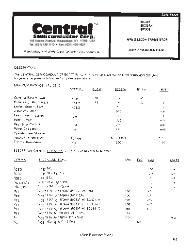 Central bc337-a bc338  . Electronic Components Datasheets Active components Transistors Central bc337-a_bc338.pdf