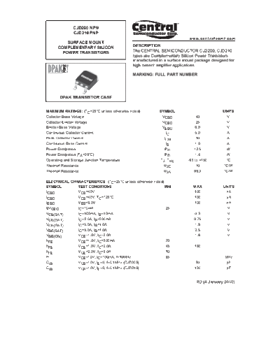 Central cjd200-cjd210  . Electronic Components Datasheets Active components Transistors Central cjd200-cjd210.pdf