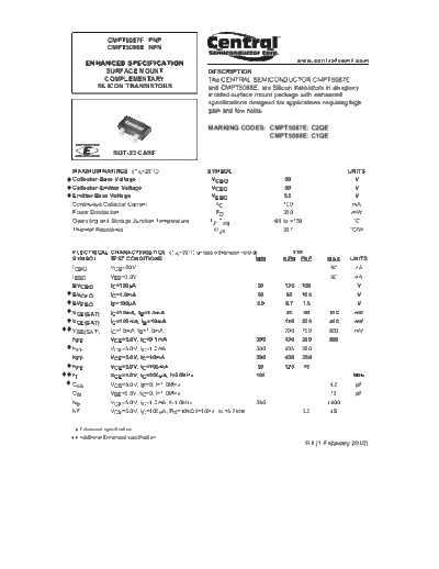 Central cmpt5087e cmpt5088e series  . Electronic Components Datasheets Active components Transistors Central cmpt5087e_cmpt5088e_series.pdf