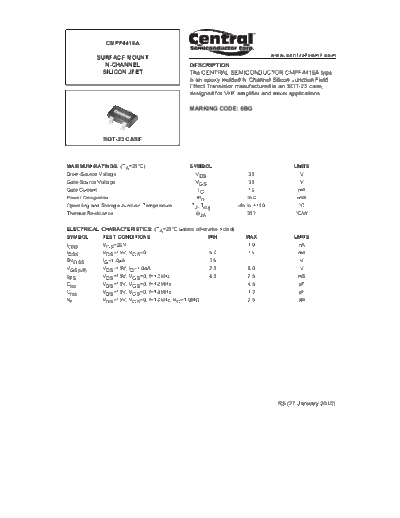 Central cmpf4416a  . Electronic Components Datasheets Active components Transistors Central cmpf4416a.pdf