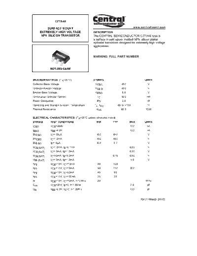 Central czta46  . Electronic Components Datasheets Active components Transistors Central czta46.pdf