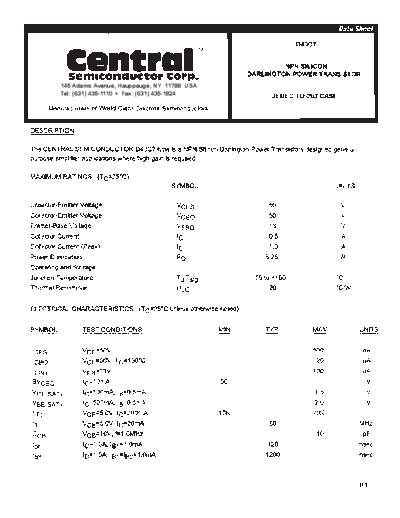 Central d40c7  . Electronic Components Datasheets Active components Transistors Central d40c7.pdf