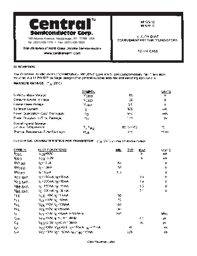 . Electronic Components Datasheets mpq6002 mpq6502  . Electronic Components Datasheets Active components Transistors Central mpq6002_mpq6502.pdf