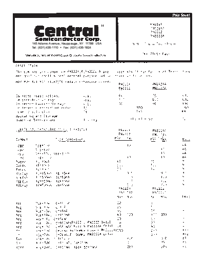 . Electronic Components Datasheets pn2221 pn2222a  . Electronic Components Datasheets Active components Transistors Central pn2221_pn2222a.pdf