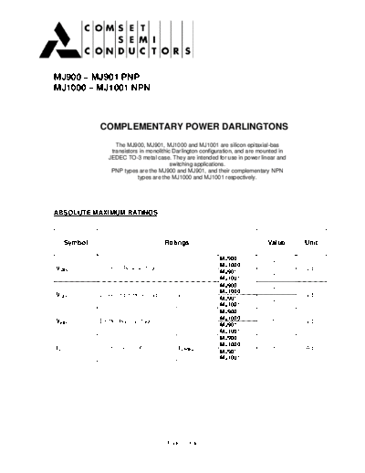 Cpmset mj900-mj901-mj1000-mj1001  . Electronic Components Datasheets Active components Transistors Cpmset mj900-mj901-mj1000-mj1001.pdf