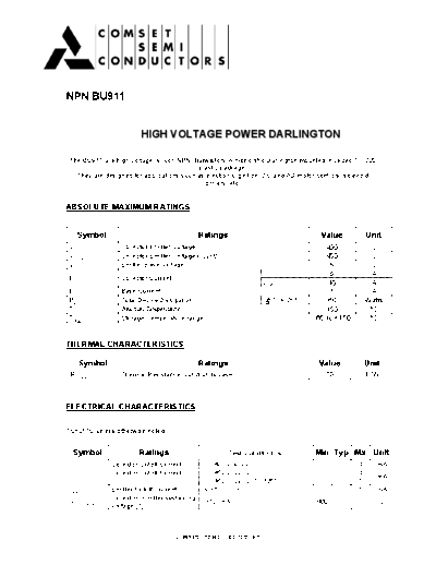 Cpmset bu911  . Electronic Components Datasheets Active components Transistors Cpmset bu911.pdf