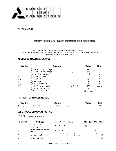 Cpmset bux48  . Electronic Components Datasheets Active components Transistors Cpmset bux48.pdf