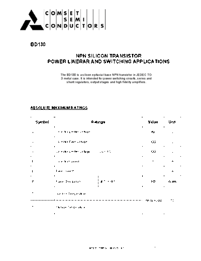 Cpmset bd130  . Electronic Components Datasheets Active components Transistors Cpmset bd130.pdf