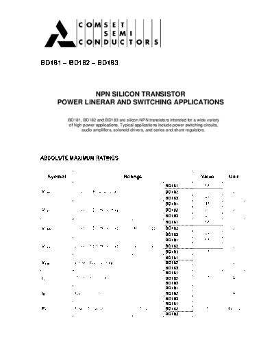 Cpmset bd181 bd182 bd183  . Electronic Components Datasheets Active components Transistors Cpmset bd181_bd182_bd183.pdf